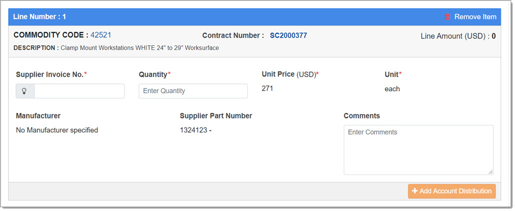 Payment Voucher Contract Line Items